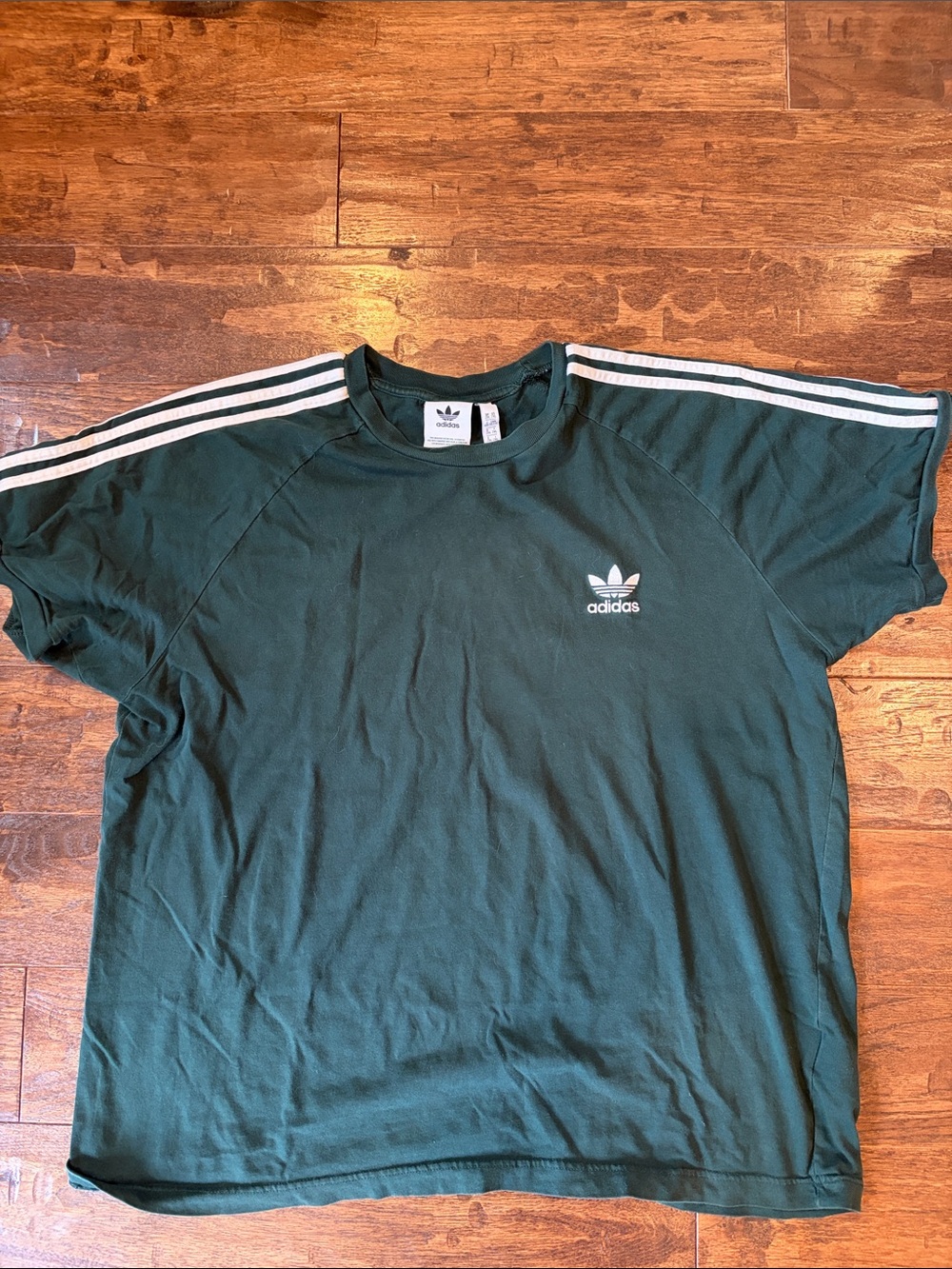 adidas Dark Green Trefoil Stripe Short Sleeve Tee